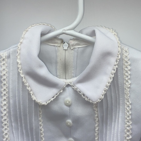 1970s Infant Boys Summer Romper White Vintage Retro Fashion Movie Wardrobe 3-6M - Picture 2 of 11